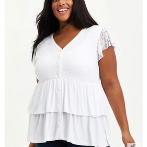 Torrid White Babydoll Top